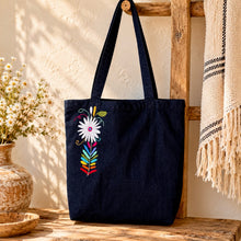 Load image into Gallery viewer, Otomí Embroidered Denim Tote