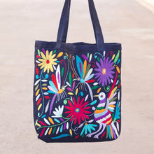 Load image into Gallery viewer, Otomí Embroidered Denim Tote