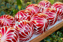 Load image into Gallery viewer, Handblown Glass Ornament – Red & White Swirl