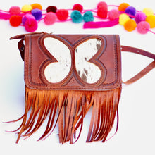 Load image into Gallery viewer, Leather Butterfly Fringe Crossbody Bag