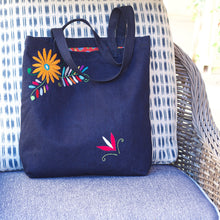 Load image into Gallery viewer, Otomí Embroidered Denim Tote