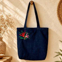 Load image into Gallery viewer, Otomí Embroidered Denim Tote