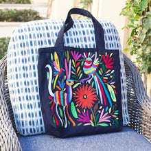 Load image into Gallery viewer, Otomí Embroidered Denim Tote