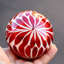 Load image into Gallery viewer, Handblown Glass Ornament – Red & White Swirl