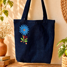 Load image into Gallery viewer, Otomí Embroidered Denim Tote