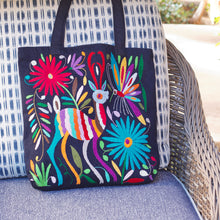 Load image into Gallery viewer, Otomí Embroidered Denim Tote