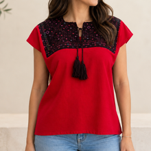 Load image into Gallery viewer, Red Huipil-Blouse