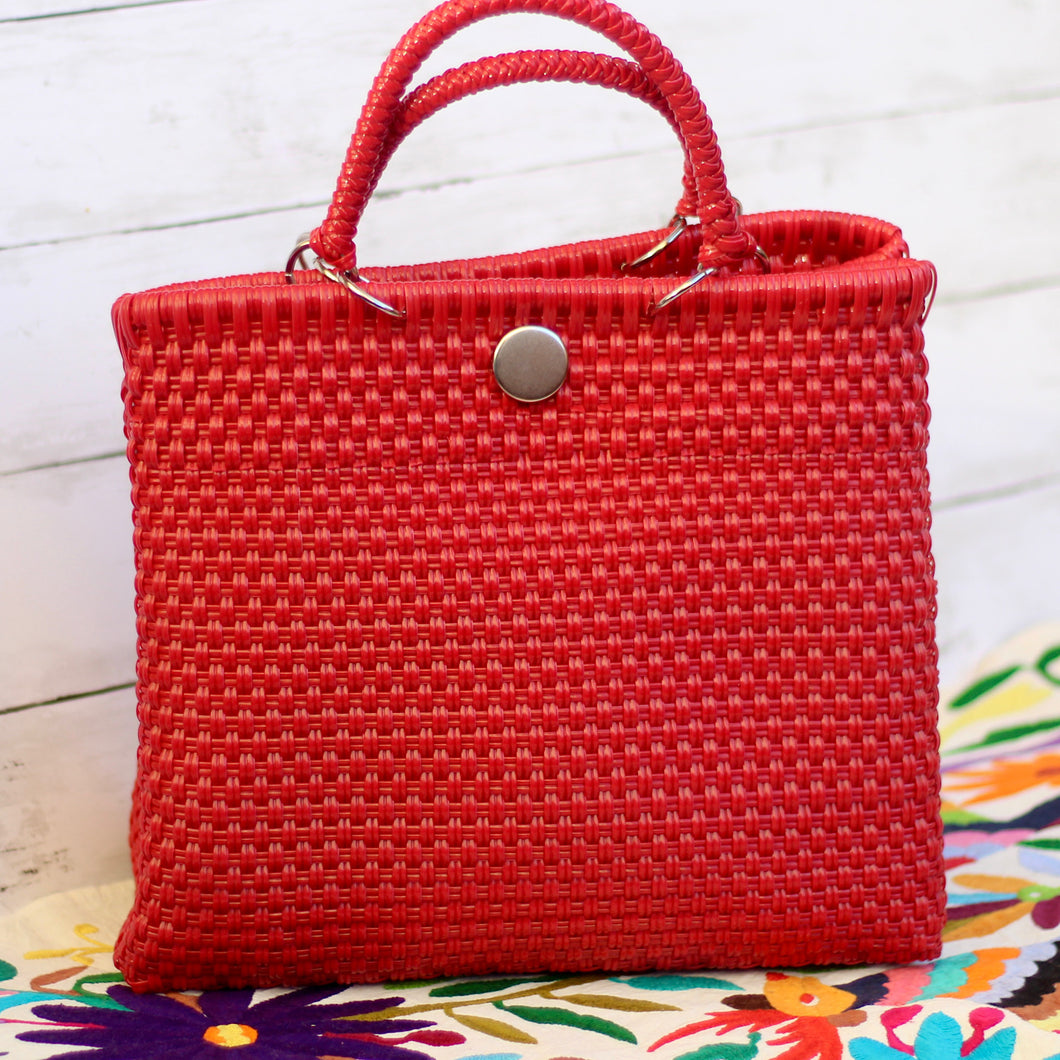Handwoven Elda Tote Bag-Red