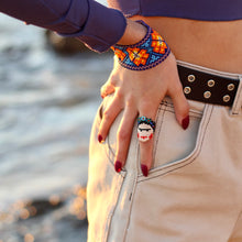 Load image into Gallery viewer, image-handmade-frida-kahlo-huichol-ring-3