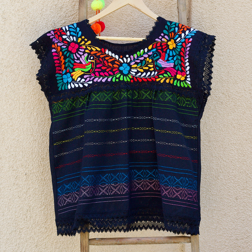 Paloma  Huipil Top-Black