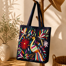 Load image into Gallery viewer, Otomí Embroidered Denim Tote
