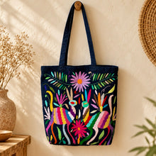 Load image into Gallery viewer, Otomí Embroidered Denim Tote
