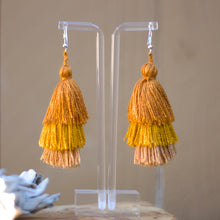 Load image into Gallery viewer, Tiered Tassel earring-mustard
