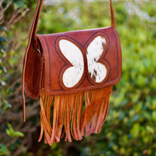 Load image into Gallery viewer, Leather Butterfly Fringe Crossbody Bag
