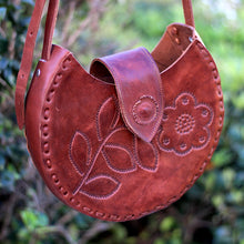 Load image into Gallery viewer, Leather Crossbody Bag – Floral Mexican Artisan Purse
