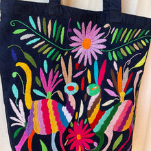 Load image into Gallery viewer, Otomí Embroidered Denim Tote
