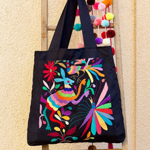 Load image into Gallery viewer, Jumbo Otomi Black Embroidered Tote/Bag
