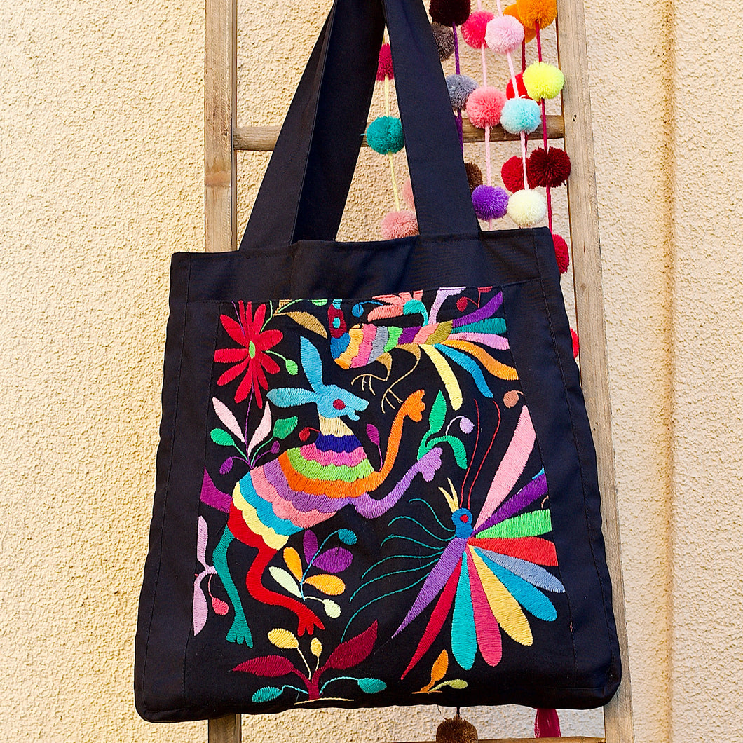 Jumbo Otomi Black Embroidered Tote/Bag