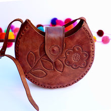 Load image into Gallery viewer, Leather Crossbody Bag – Floral Mexican Artisan Purse

