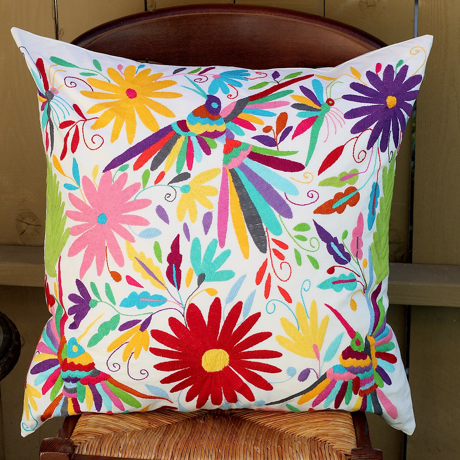 Floral Embroidered Mexican Embroidered Throw Pillows Mexican