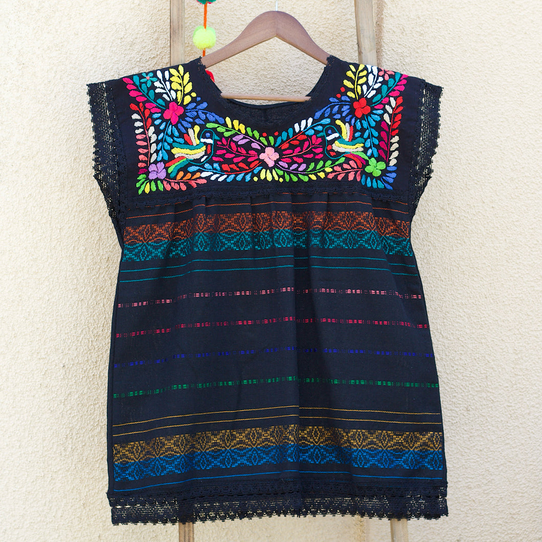 Paloma  Huipil Top-Black