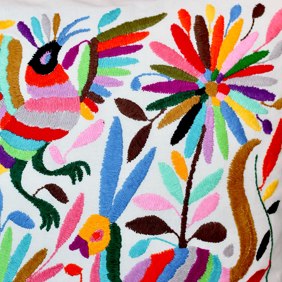 Handmade Otomi Pillow Cover | Tenango Embroidery from Mexico – Mi Mundo ...