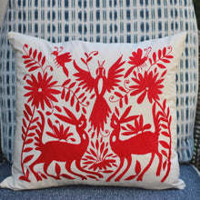Load image into Gallery viewer, Otomi Embroidered Pillow Cover-Red
