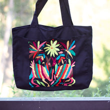 Load image into Gallery viewer, Jumbo Otomi Black Embroidered Tote/Bag
