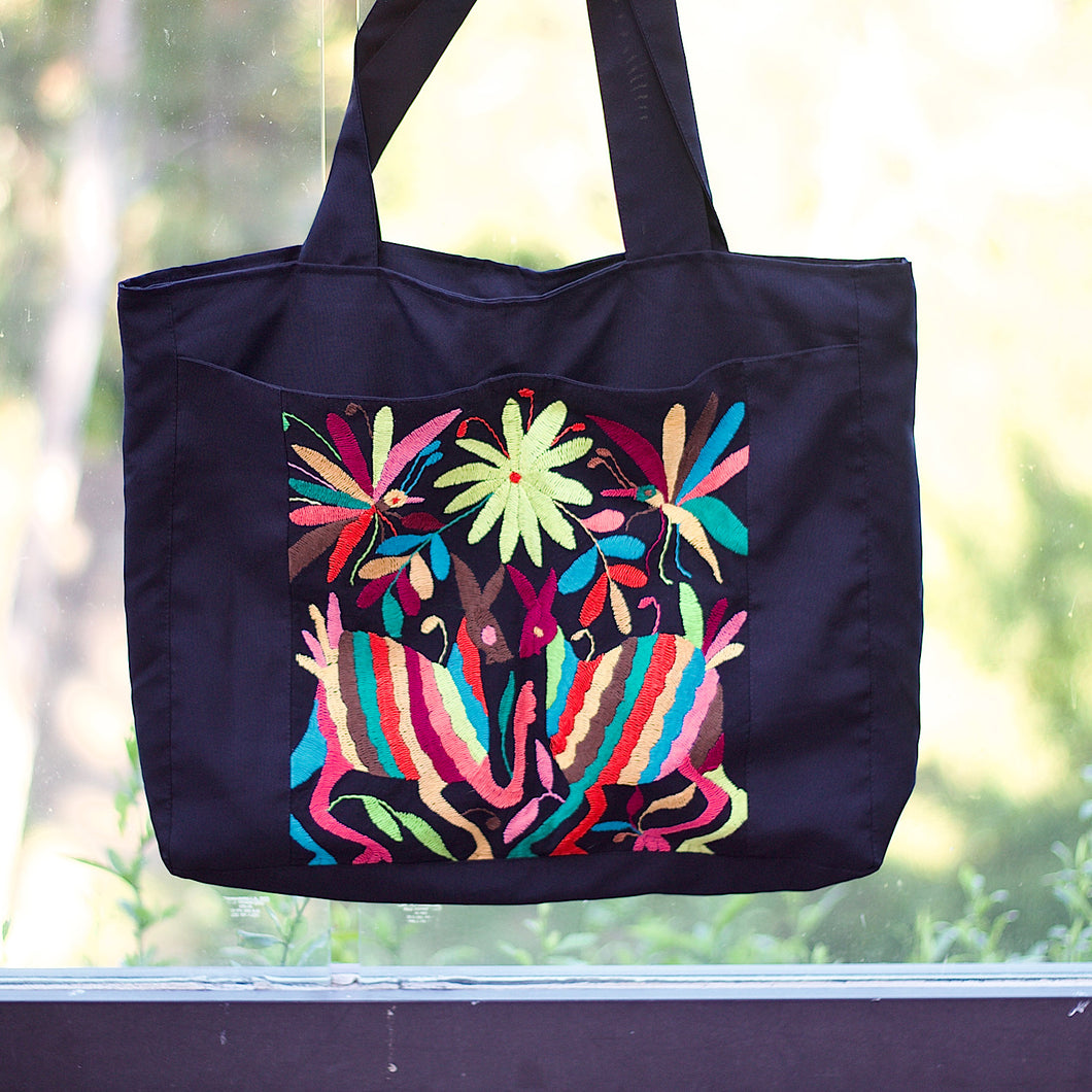 Jumbo Otomi Black Embroidered Tote/Bag
