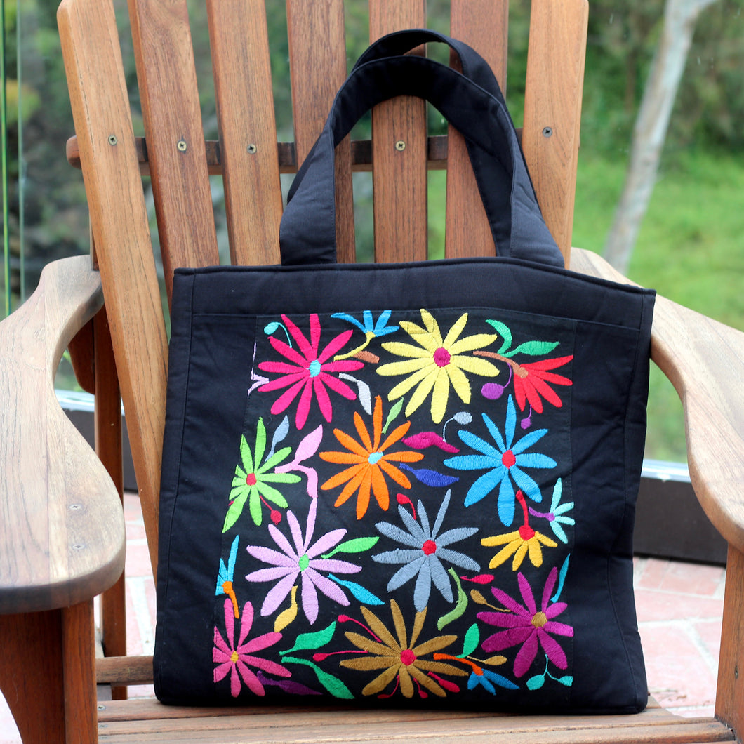 Jumbo Otomi Embroidered Flower Tote/Bag