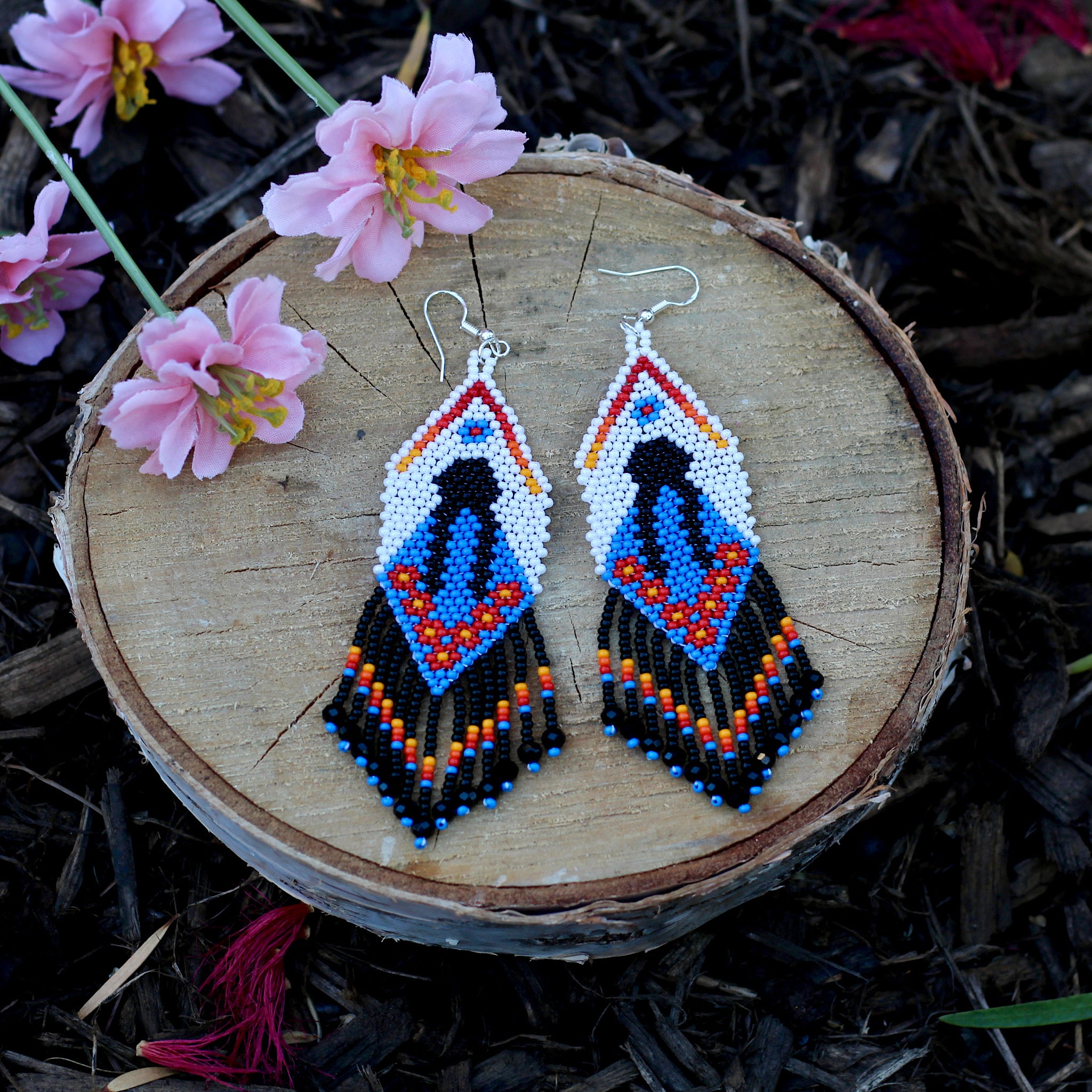 Eye Earrings ,Blue OJO Mexican popular pottery earrings, Mexican pottery and brass post earrings