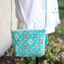 Load image into Gallery viewer, Teal- Embroidered crossbody Purse
